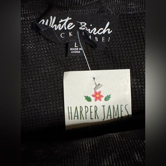 White Birch Black Label Boutique Black Thermal Side Slit Midi Skirt Large New - Picture 5 of 6